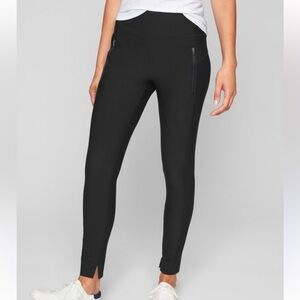 Athleta Black Stellar Tight Leggings With Zip Pockets size S